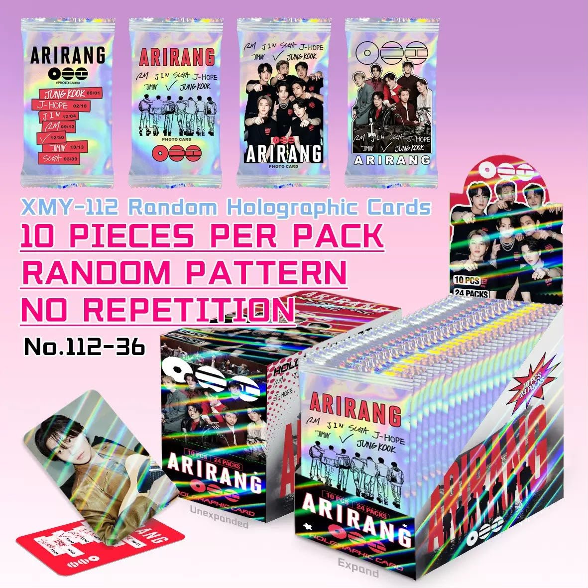 BTS ARIRANG Holographic Photocard Pack (10PCS) | Random No Repetition