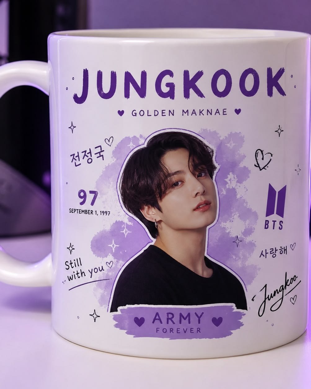 BTS Jungkook Golden Maknae Purple Custom Ceramic Mug